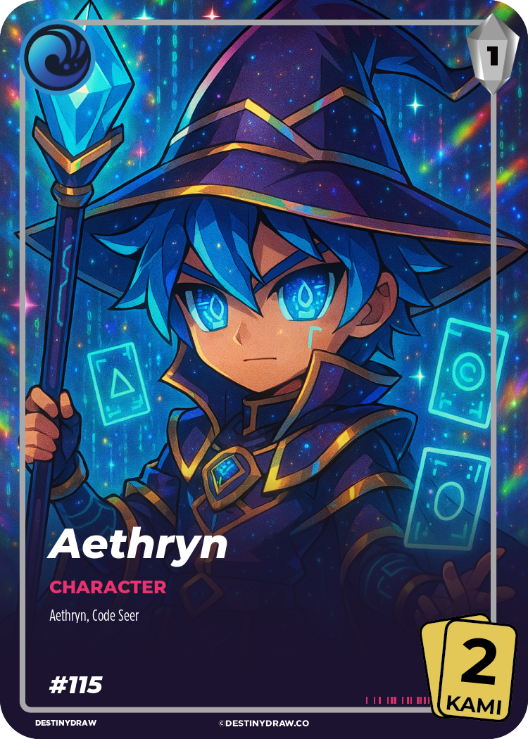 Front design of the Aethryn DestinyDraw Card in Common (Kami 2)