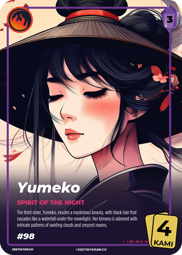 Front design of the Yumeko DestinyDraw Card in Epic (Kami 4)
